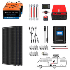ACOPOWER Lithium Battery Mono Solar Power Complete System with Battery and Inverter for RV Boat 12V Off Grid Kit - Green Vista Living