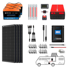 ACOPOWER Lithium Battery Mono Solar Power Complete System with Battery and Inverter for RV Boat 12V Off Grid Kit - Green Vista Living