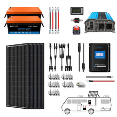 ACOPOWER Lithium Battery Mono Solar Power Complete System with Battery and Inverter for RV Boat 12V Off Grid Kit - Green Vista Living