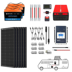 ACOPOWER Lithium Battery Mono Solar Power Complete System with Battery and Inverter for RV Boat 12V Off Grid Kit - Green Vista Living