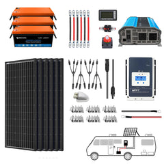 ACOPOWER Lithium Battery Mono Solar Power Complete System with Battery and Inverter for RV Boat 12V Off Grid Kit - Green Vista Living