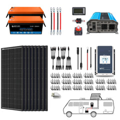 ACOPOWER Lithium Battery Mono Solar Power Complete System with Battery and Inverter for RV Boat 12V Off Grid Kit - Green Vista Living