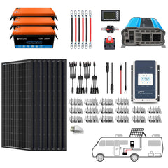 ACOPOWER Lithium Battery Mono Solar Power Complete System with Battery and Inverter for RV Boat 12V Off Grid Kit - Green Vista Living