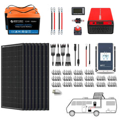 ACOPOWER Lithium Battery Mono Solar Power Complete System with Battery and Inverter for RV Boat 12V Off Grid Kit - Green Vista Living