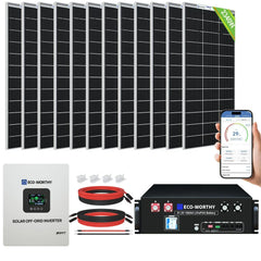 Eco-Worthy 2340W 48V (12×195W) Complete MPPT Off-Grid Solar Kit | 5kW Inverter + 48V 100Ah Rack Battery - Green Vista Living