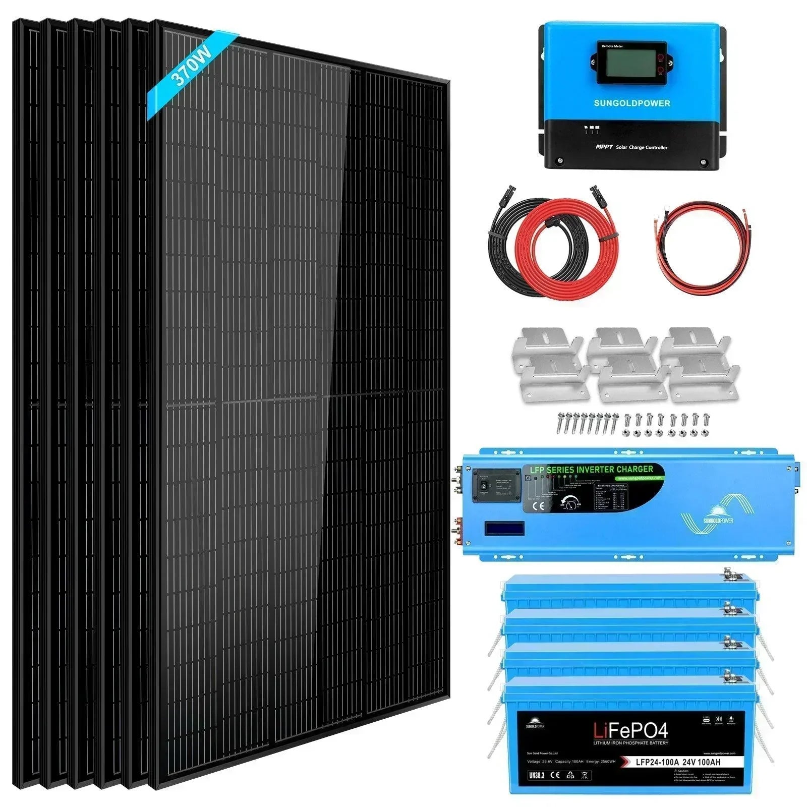 Off Grid Solar Kit 6000W 48VDC 120V/240V 10.24KWH Lithium Battery 6 X 370 Watt Solar Panels SGK-PRO64 - Green Vista Living