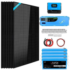 Off Grid Solar Kit 6000W 24VDC 120V/240V 10.24KWH Lithium Battery 6 X 370 Watt Solar Panels SGK-PRO62 - Green Vista Living