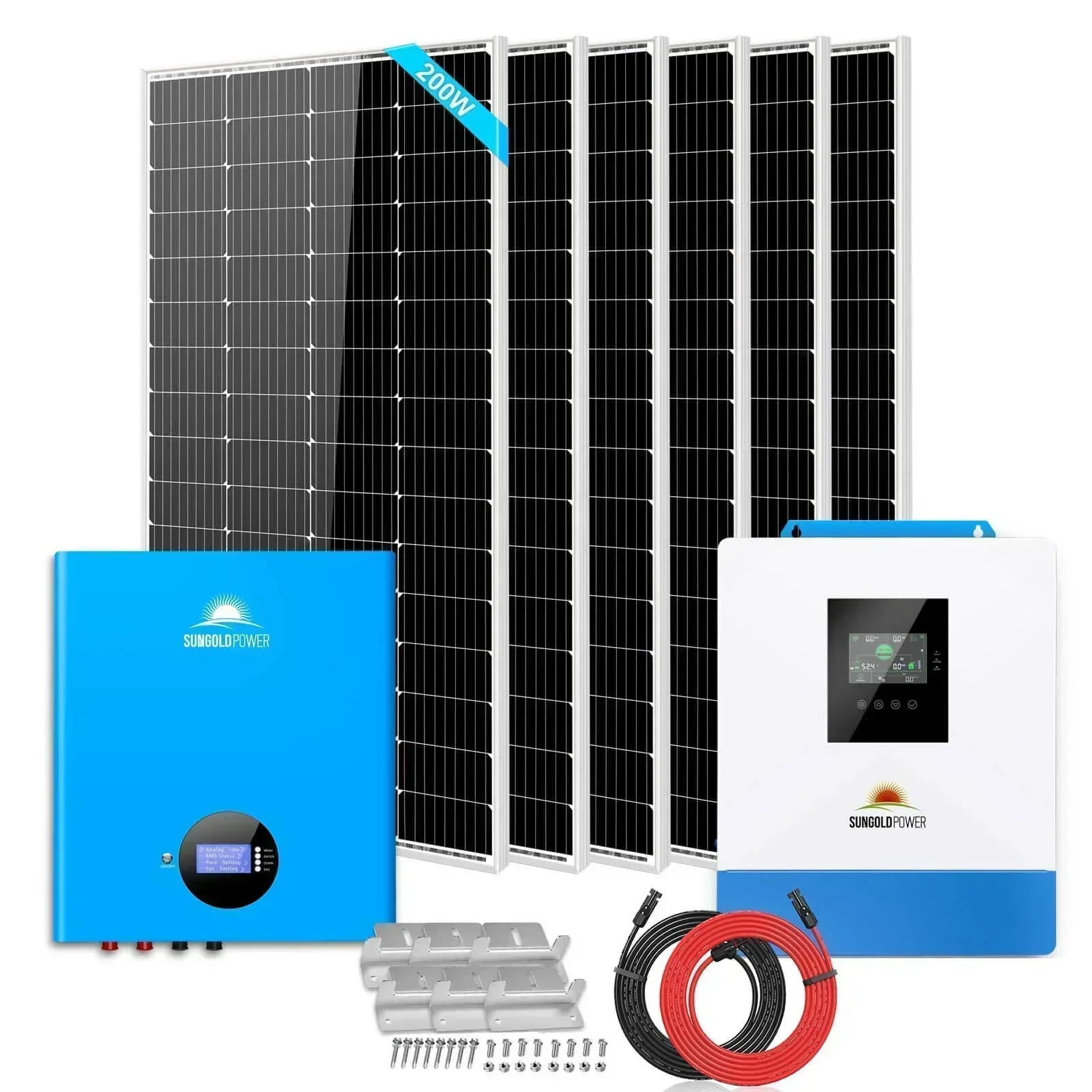 Off-Grid Solar Kit 5000W 48VDC 120V 5.12KWH PowerWall Battery 6 X 200 Watts Solar Panels SGM-5K5E - Green Vista Living