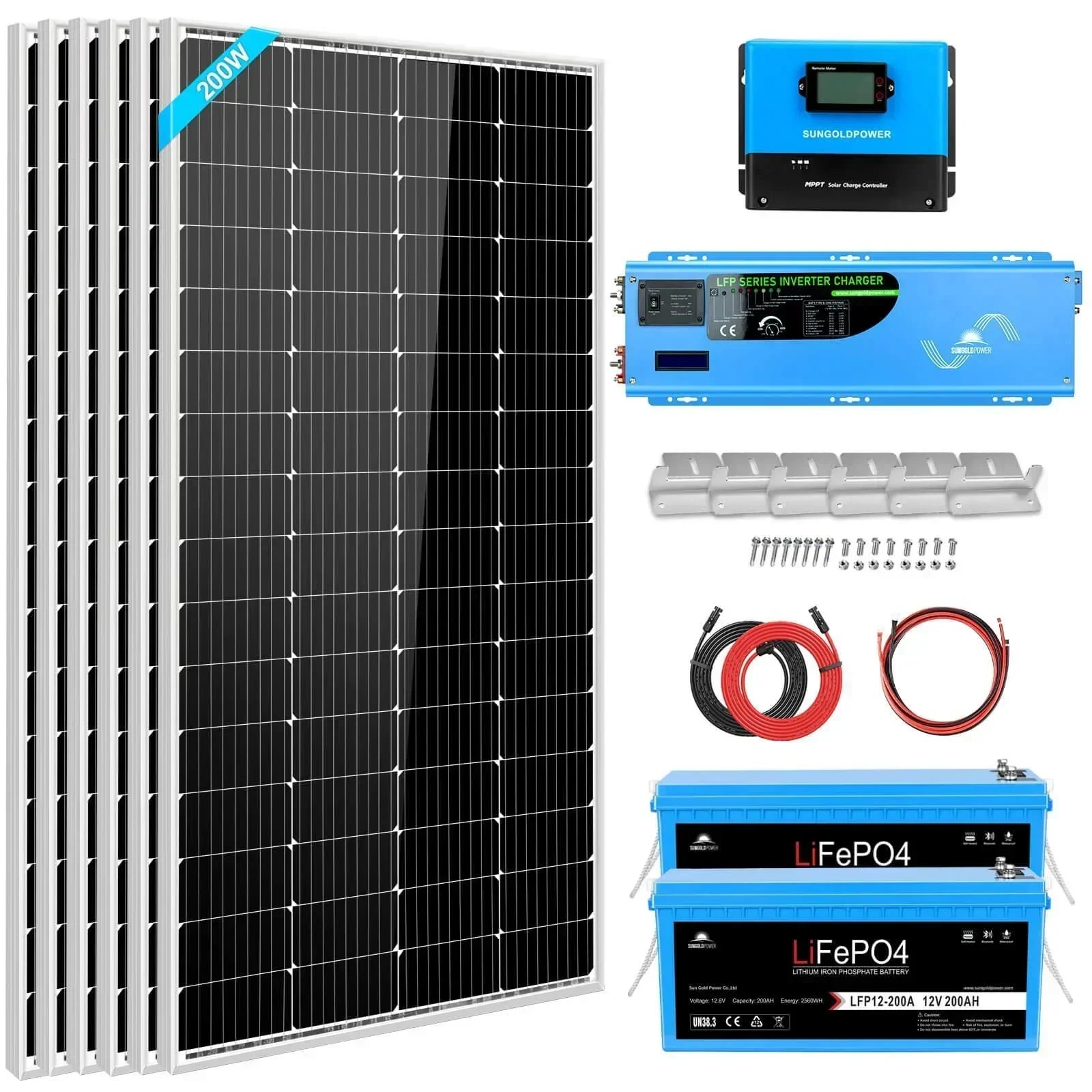 Off Grid Solar Kit 4000W Inverter 12VDC 120V/240V Battery 1200 Watt Solar Back Up SGK-PR4S - Green Vista Living