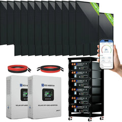 ECO-WORTHY Complete Off-Grid Solar Panel Kit | 2×5kW 120V/240V Output | 20.48kWh–30.72kWh Lithium Battery | 7380W–9840W Solar Input - Green Vista Living