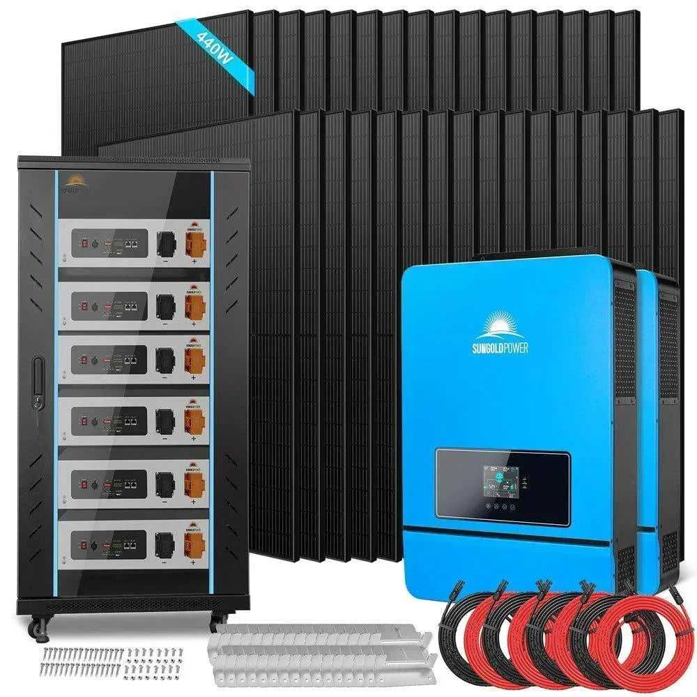 Off Grid Solar Kit 20Kw 48VDC 120v/240v 30.72kwh Lithium Battery 32 X 450 Watts Solar Panels SGR-20K30E - Green Vista Living