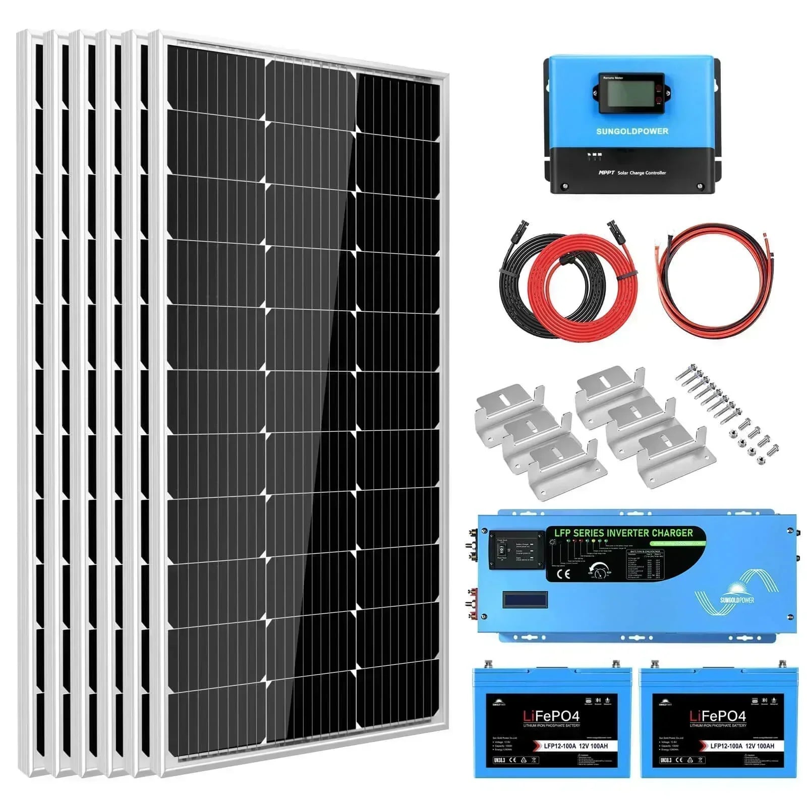 Off Grid Solar Kit 3000W Inverter 12VDC 120V Output Battery 600 watt Solar Back Up SGK-PRO3 - Green Vista Living