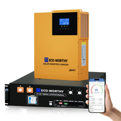 ECO-WORTHY 5.12KWh Home Backup Power With 48V 100Ah LiFePO4 And 3500W 48V Off-Grid Inverter Eco-Worthy