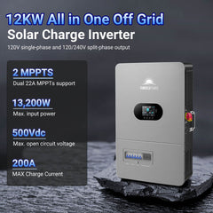 Off-Grid Solar Kit 12000W 48VDC 120/240VAC 20.48KWH Lithium Battery 16 X 450 Watts Solar Panels FR-12K20CP/ FR-12K20CE