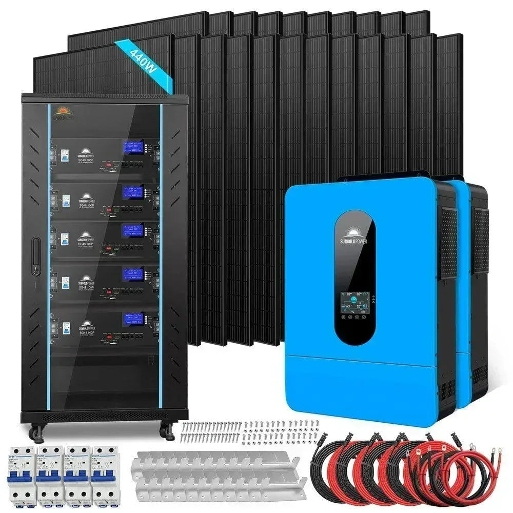 Off Grid Solar Kit 13000W 48VDC 120V/240V 25.6KWH Lithium Battery 22 X 450 Watts Solar Panels SGR-13K25E - Green Vista Living