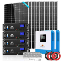 Off Grid Solar Kit 10000W 48VDC 120V/240V LifePO4 20.48KWH Lithium Battery 12 X 450 Watts Solar Panels SGR-10K2M - Green Vista Living