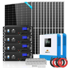 Off Grid Solar Kit 10000W 48VDC 120V/240V LifePO4 20.48KWH Lithium Battery 12 X 450 Watts Solar Panels SGR-10K2M - Green Vista Living