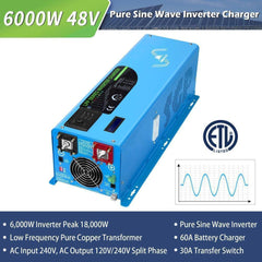 Sungold Power 6000W DC 48V Split Phase Pure Sine Wave Inverter With Charger - Green Vista Living
