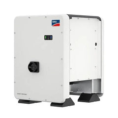 SMA solar power inverter with white casing, control switch, and LED indicators