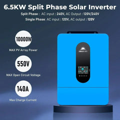 Off-Grid Solar Kit 6500W 48VDC 120/240VAC 5.12KWH PowerWall Lithium Battery 6 X 370 Watts Solar Panels SGM-655M - Green Vista Living