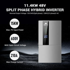 Hybrid Solar Kit 11.4KW 48V Split Phase 30.72KWH Lithium Battery 28 X 450 Watt Solar Panel SGH-11N3E - Green Vista Living