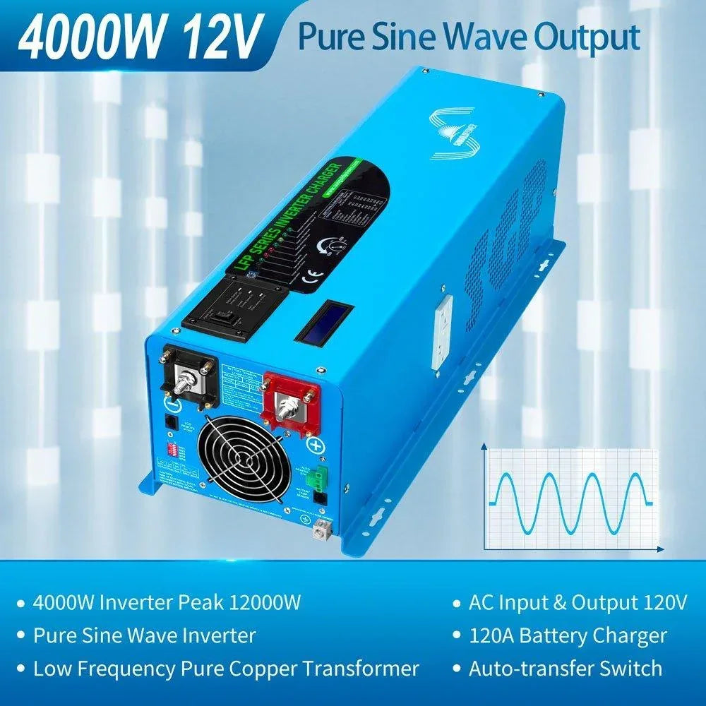 Off Grid Solar Kit 4000W Inverter 12VDC 120V/240V Battery 1200 Watt Solar Back Up SGK-PR4S - Green Vista Living