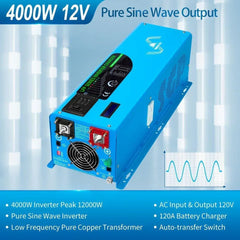 Off Grid Solar Kit 4000W Inverter 12VDC 120V/240V Battery 1200 Watt Solar Back Up SGK-PR4S - Green Vista Living