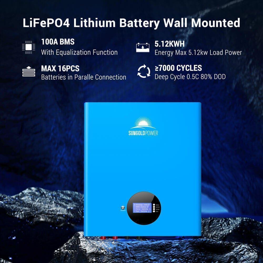 Off-Grid Solar Kit 13000W 48VDC 120VAC/240V 20.48KWH PowerWall Lithium Battery 12 X 370 Watts Solar Panels SGM-1320M - Green Vista Living