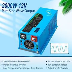 Sungold Power 2000W DC 12V Pure Sine Wave Inverter With Charger - Green Vista Living