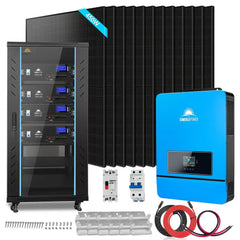 Off-Grid Solar Kit 10KW 48VDC 120V/240V LifePo4 20.48KWH Lithium Battery 12 X 450 Watts Solar Panels SGR-10K20E - Green Vista Living