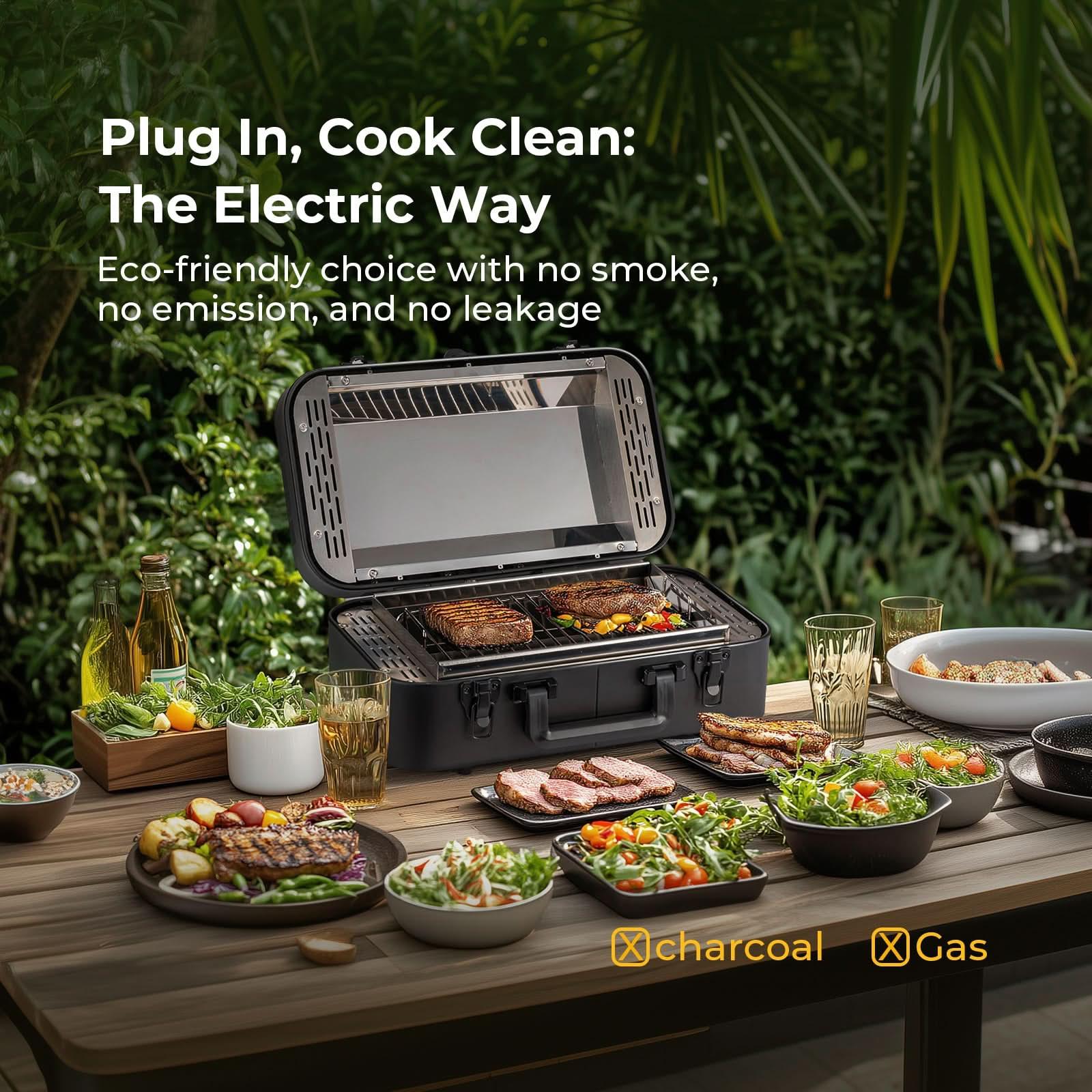 BougeRV Compact Outdoor Portable Electric Barbecue Grill - Green Vista Living