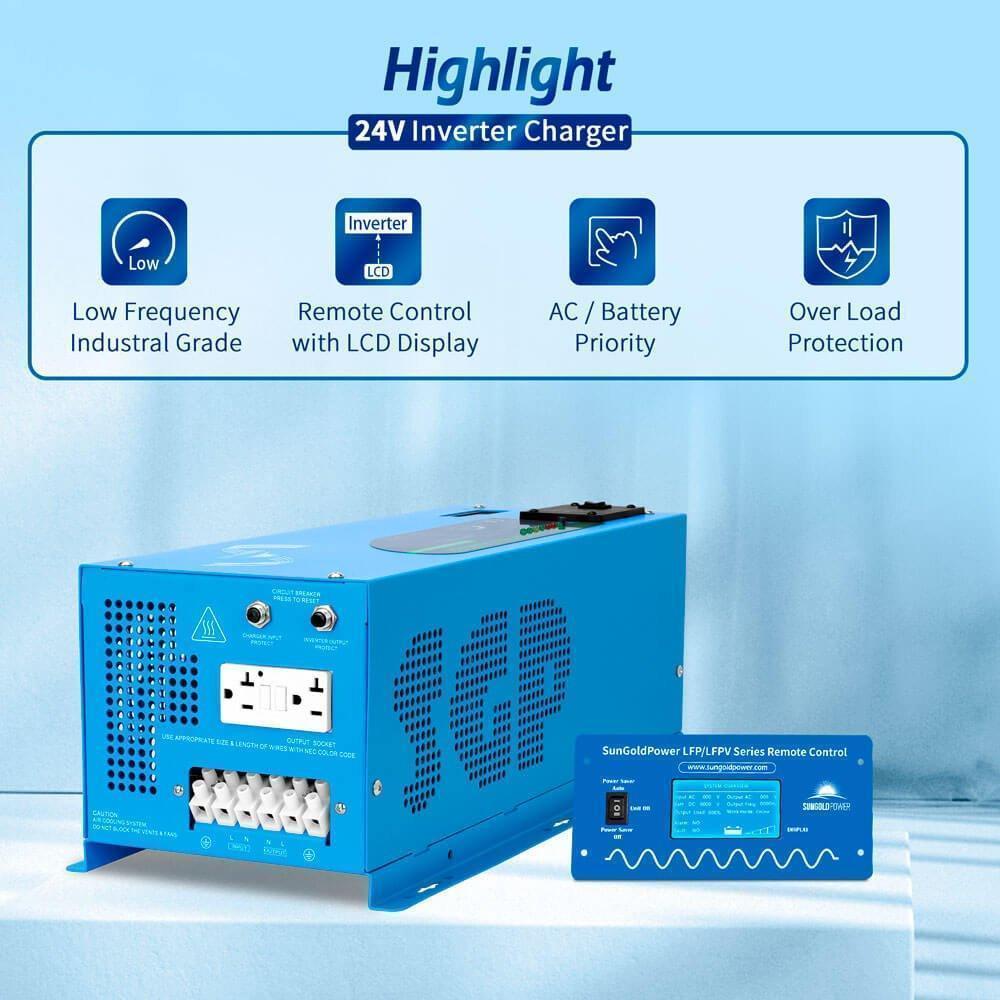 Sungold Power 3000W DC 24V Pure Sine Wave Inverter With Charger - Green Vista Living