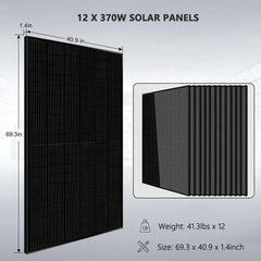 Off-Grid Solar Kit 13000W 48VDC 120VAC/240V 20.48KWH PowerWall Lithium Battery 12 X 370 Watts Solar Panels SGM-1320M - Green Vista Living