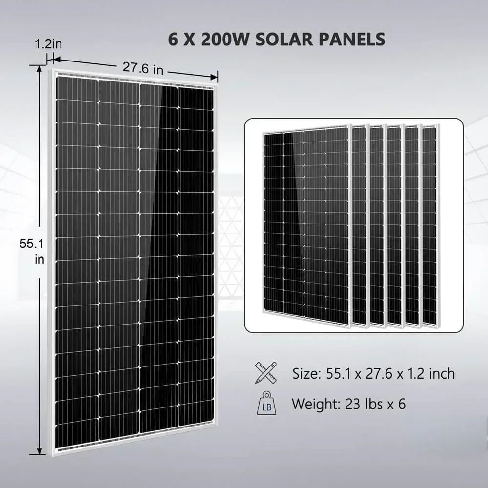 Off-Grid Solar Kit 5000W 48VDC 120V 5.12KWH PowerWall Battery 6 X 200 Watts Solar Panels SGM-5K5E - Green Vista Living