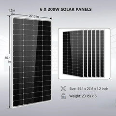 Off-Grid Solar Kit 5000W 48VDC 120V 5.12KWH PowerWall Battery 6 X 200 Watts Solar Panels SGM-5K5E - Green Vista Living
