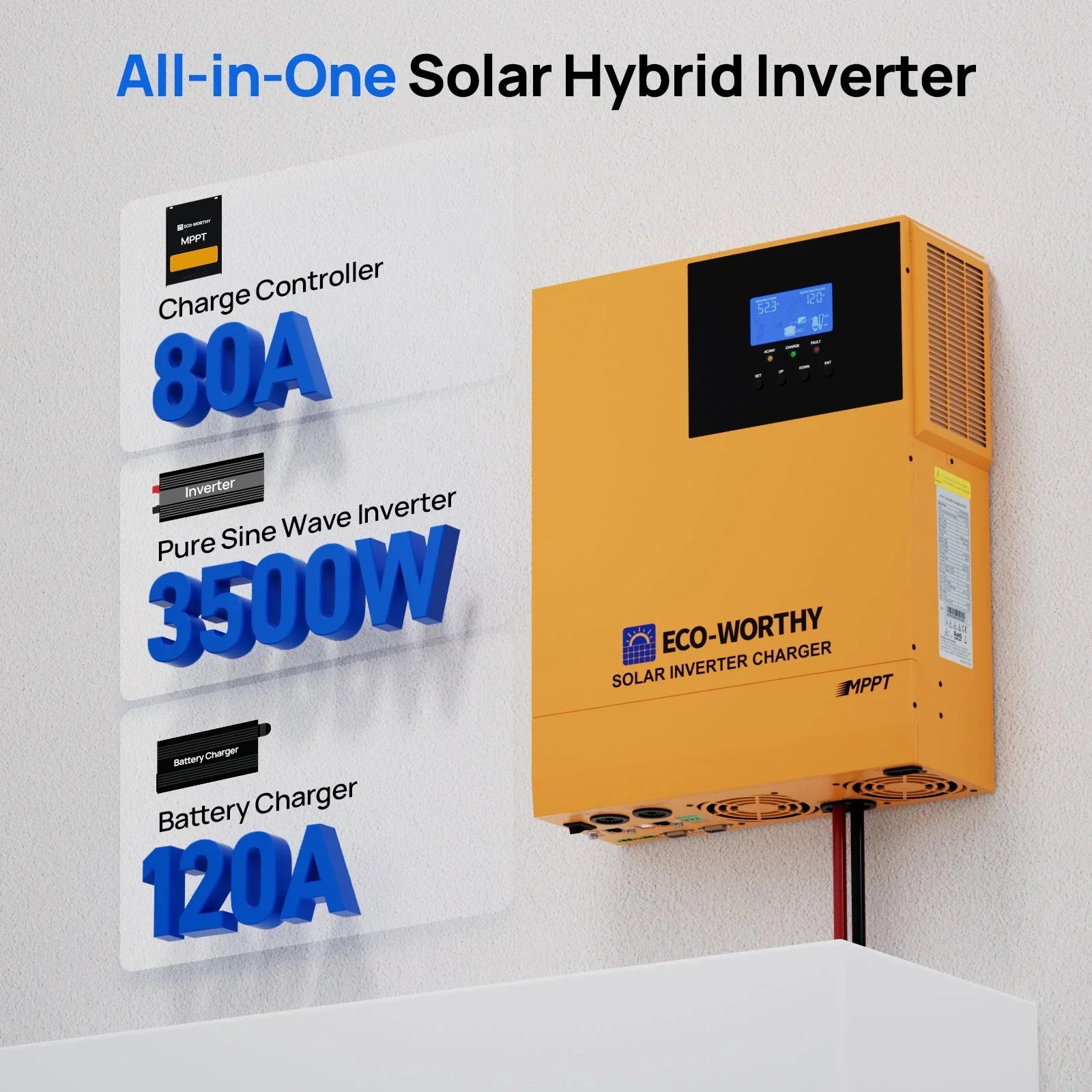 ECO-WORTHY 5.12KWh Home Backup Power With 48V 100Ah LiFePO4 And 3500W 48V Off-Grid Inverter Eco-Worthy