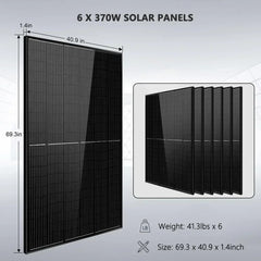 Off-Grid Solar Kit 6500W 48VDC 120/240VAC 10.24KWH PowerWall Lithium Battery 6 X 370 Watts Solar Panels SGM-6510M - Green Vista Living