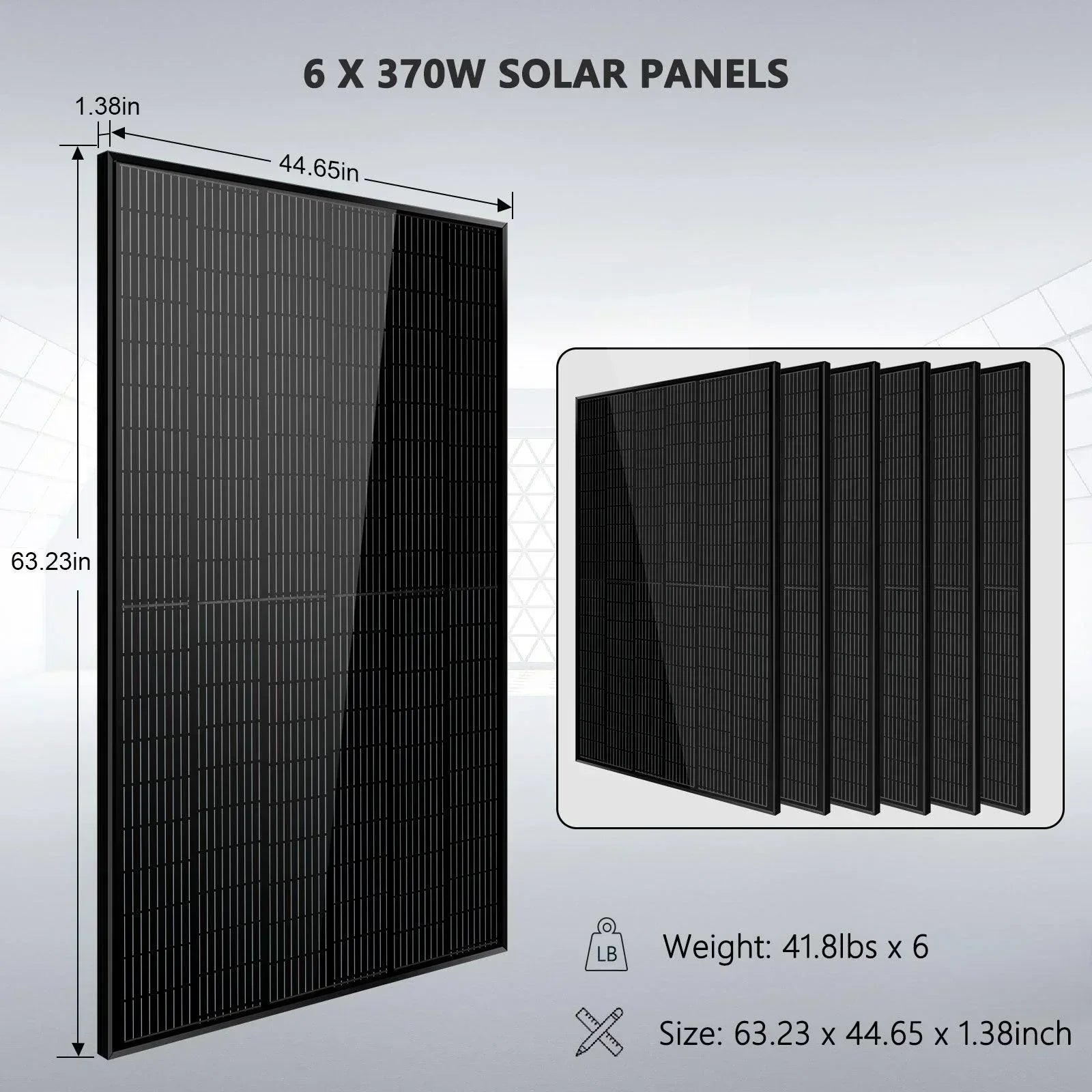 Off Grid Solar Kit 6000W 24VDC 120V/240V 10.24KWH Lithium Battery 6 X 370 Watt Solar Panels SGK-PRO62 - Green Vista Living