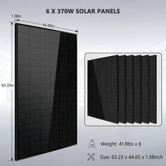 Off Grid Solar Kit 6000W 24VDC 120V/240V 10.24KWH Lithium Battery 6 X 370 Watt Solar Panels SGK-PRO62 - Green Vista Living