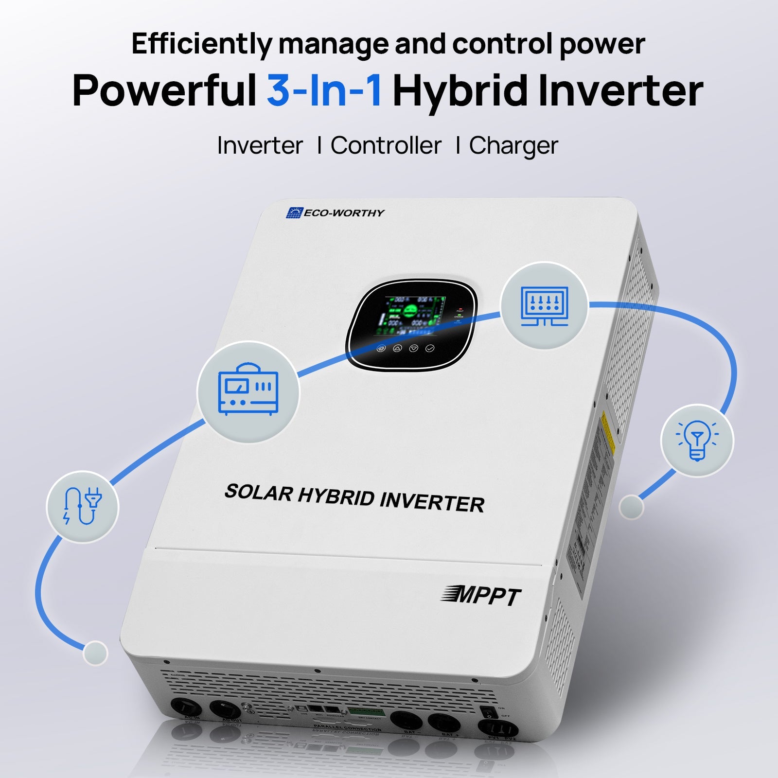 ECO-WORTHY 20.48KWh/30.72KWh Home Backup Power With 48V 100Ah LiFePO4 And 10000W 48V Off-Grid Inverter Eco-Worthy