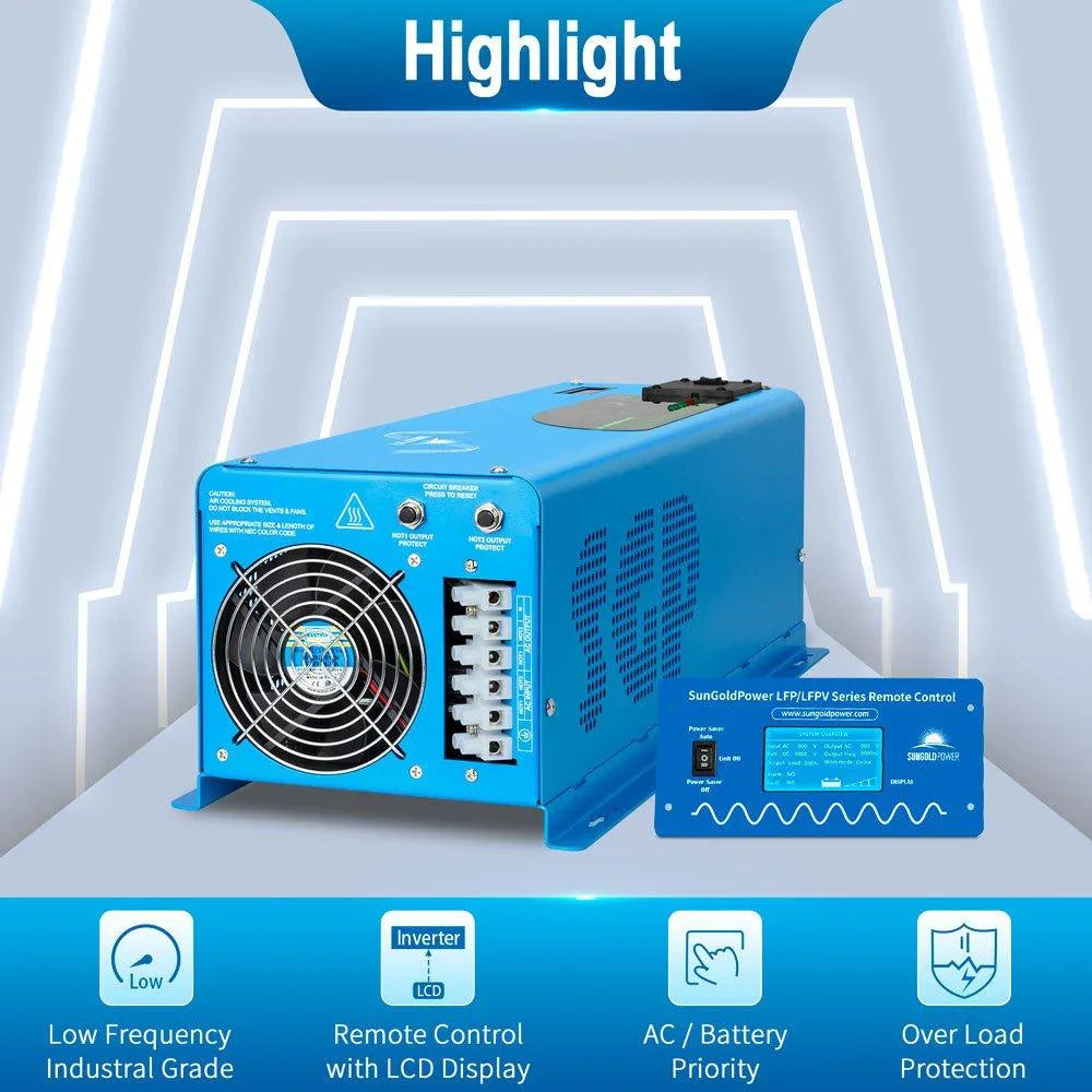 4000W DC 12V Split Phase Pure Sine Wave Inverter With Charger - Green Vista Living