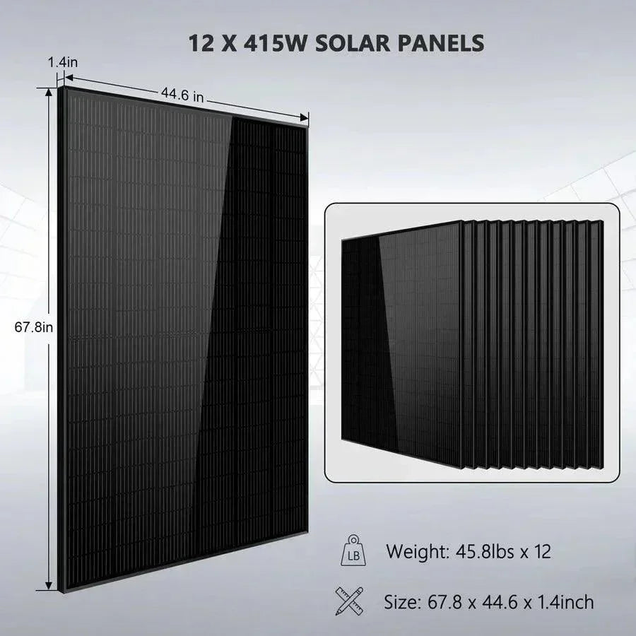 Off-Grid Solar Kit 18000W 48VDC 120V/240V 30.72KWH Lithium Battery 20 X 415 Watts Solar Panels SGR-18K20E - Green Vista Living