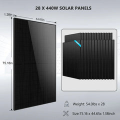 Hybrid Solar Kit 11.4KW 48V Split Phase 30.72KWH Lithium Battery 28 X 450 Watt Solar Panel SGH-11N3E - Green Vista Living