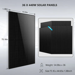 Hybrid Solar Kit 11.4KW 48V Split Phase 51.2 KWH Lithium Battery 36 X 450 Watt Solar Panel SGH-11N5E - Green Vista Living