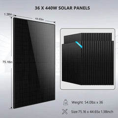 Hybrid Solar Kit 11.4KW 48V Split Phase 51.2 KWH Lithium Battery 36 X 450 Watt Solar Panel SGH-11N5E - Green Vista Living