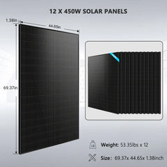 Off-Grid Solar Kit 10KW 48VDC 120V/240V LifePo4 20.48KWH Lithium Battery 12 X 450 Watts Solar Panels SGR-10K20E - Green Vista Living