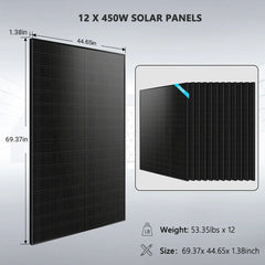Off-Grid Solar Kit 10KW 48VDC 120V/240V LifePo4 20.48KWH Lithium Battery 12 X 450 Watts Solar Panels SGR-10K20E - Green Vista Living