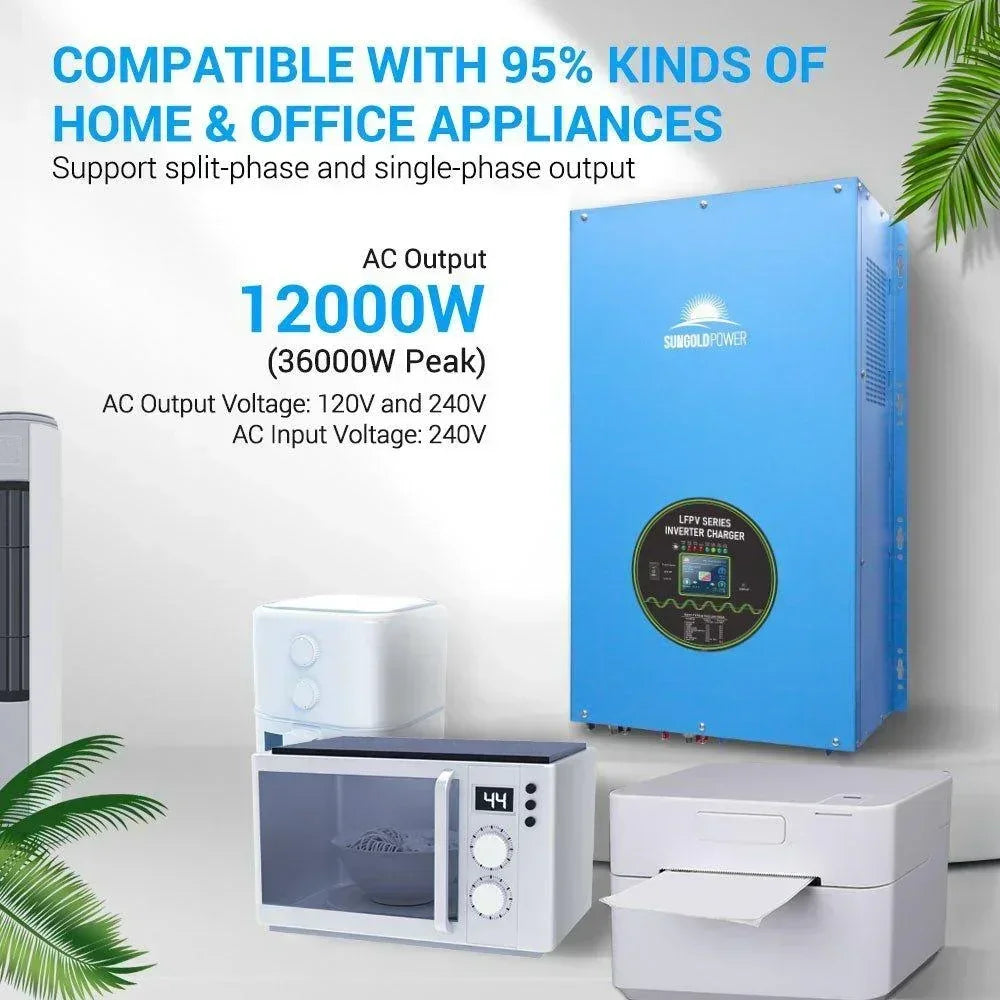 Sungold Power 12000W 48V Split Phase Pure Sine Wave Inverter Charger - Green Vista Living
