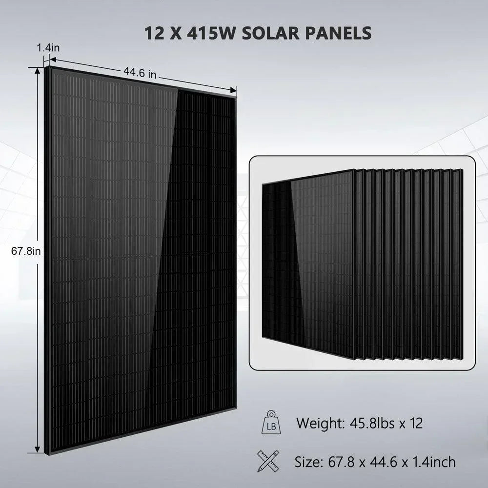 Off-Grid Solar Kit 12000W 48VDC 120V/240V 25.6KWH Lithium Battery 12 X 415 Watts Solar Panels SGR-12K20E - Green Vista Living