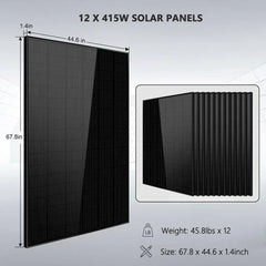 Off-Grid Solar Kit 12000W 48VDC 120V/240V 25.6KWH Lithium Battery 12 X 415 Watts Solar Panels SGR-12K20E - Green Vista Living